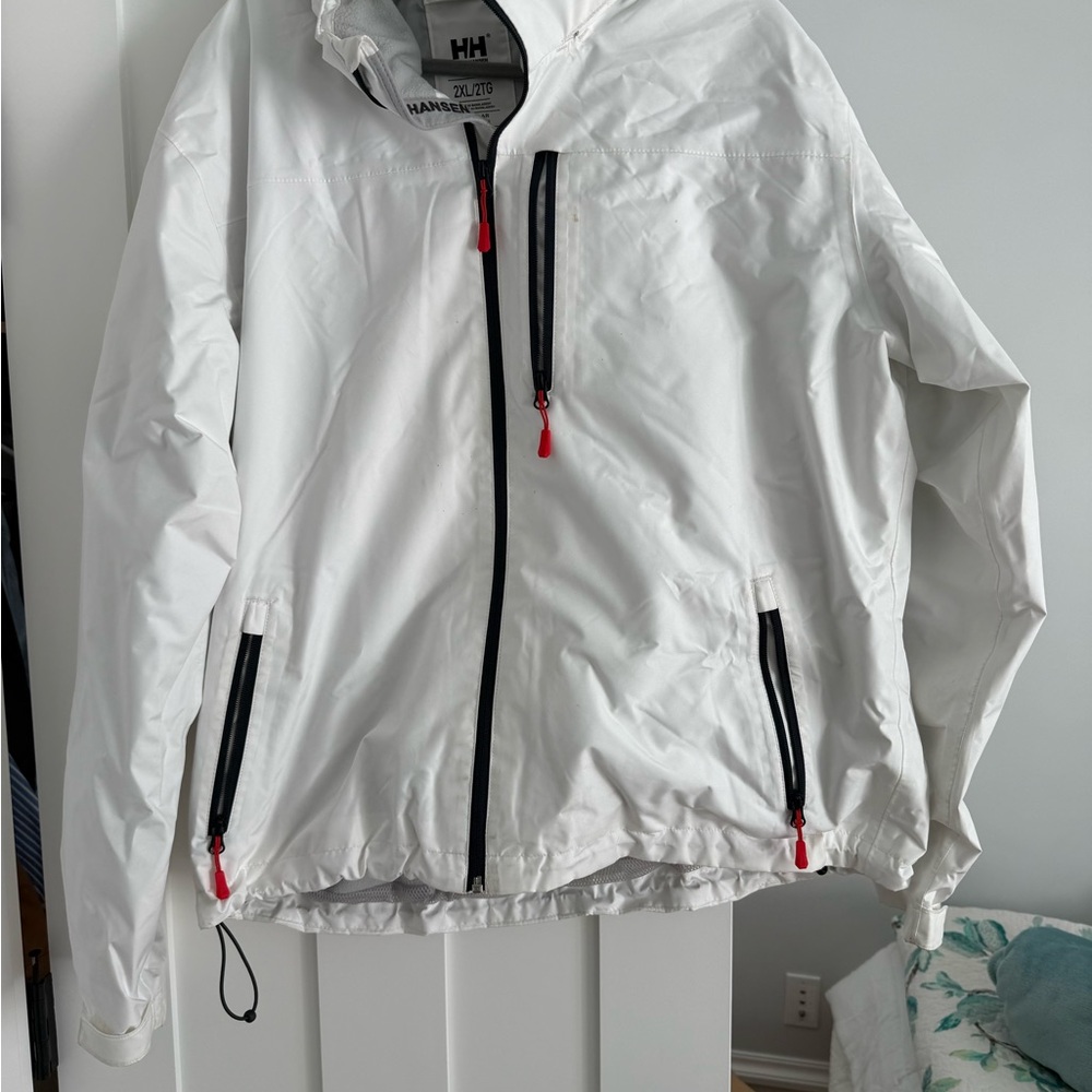 Helly Hansen White Jacket with Black and Yellow Accents